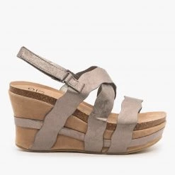 Yoki Wavy Edge Criss Cross Platform Wedges