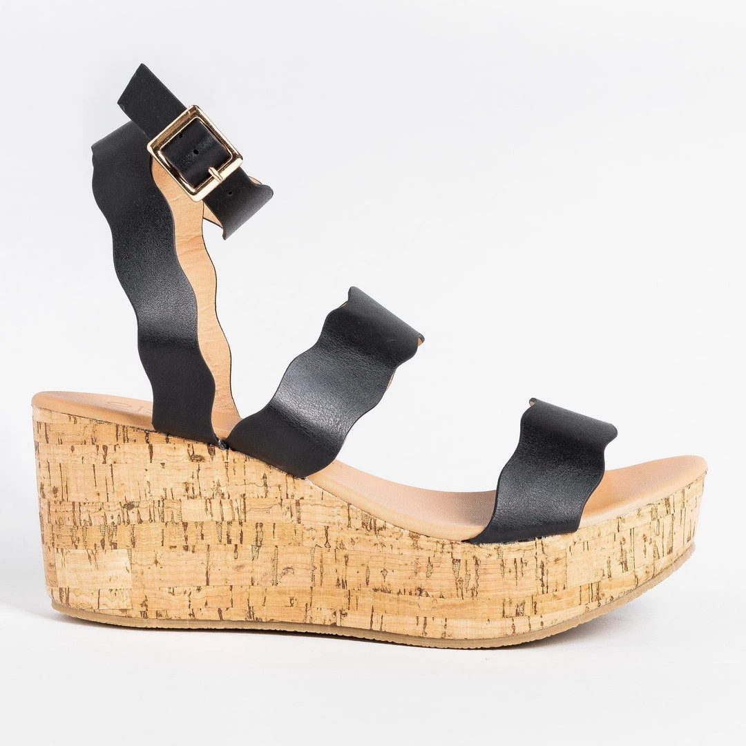 Yoki Wavy Edge Platform Cork Wedges Newest Arrivals 2 Yoki Wavy Edge Platform Cork Wedges Newest Arrivals