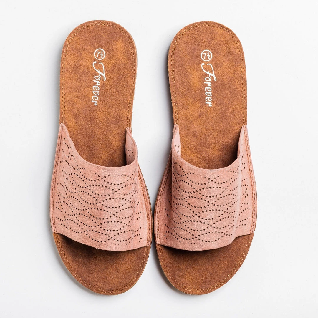Forever Wavy Laser Cut Slip-On Sandals 1 Forever Wavy Laser Cut Slip-On Sandals