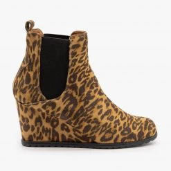 Weeboo Wedge Heel Leopard Print Chelsea Boots Newest Arrivals