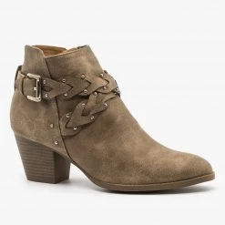 Qupid Shoes Western Braided Chunky Heel Booties FINAL SALE Newest Arrivals
