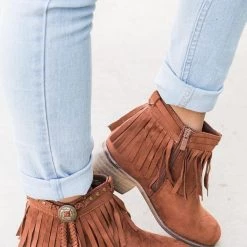 Lovmark Western Fringe Ankle Booties