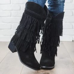 Qupid Shoes Western Fringe Boots