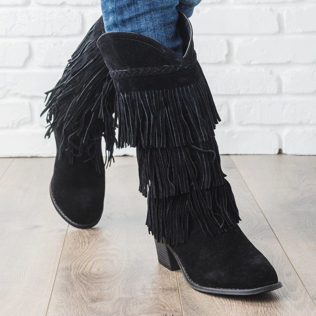 Qupid Shoes Western Fringe Boots 6 Qupid Shoes Western Fringe Boots
