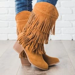Qupid Shoes Western Fringe Boots 8 Qupid Shoes Western Fringe Boots