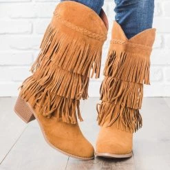 Qupid Shoes Western Fringe Boots