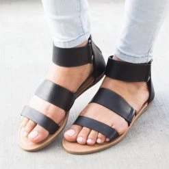 Bamboo Wide Strapped Simple Sandals Newest Arrivals