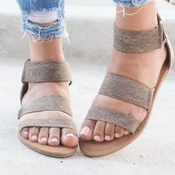 Bamboo Wide Strapped Simple Sandals Newest Arrivals
