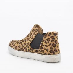 Soho Girls Newest Arrivals Wild Leopard Print Slip-On Ankle Sneakers