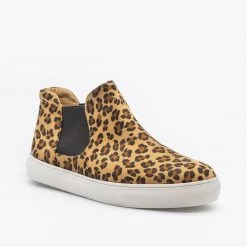Soho Girls Newest Arrivals Wild Leopard Print Slip-On Ankle Sneakers