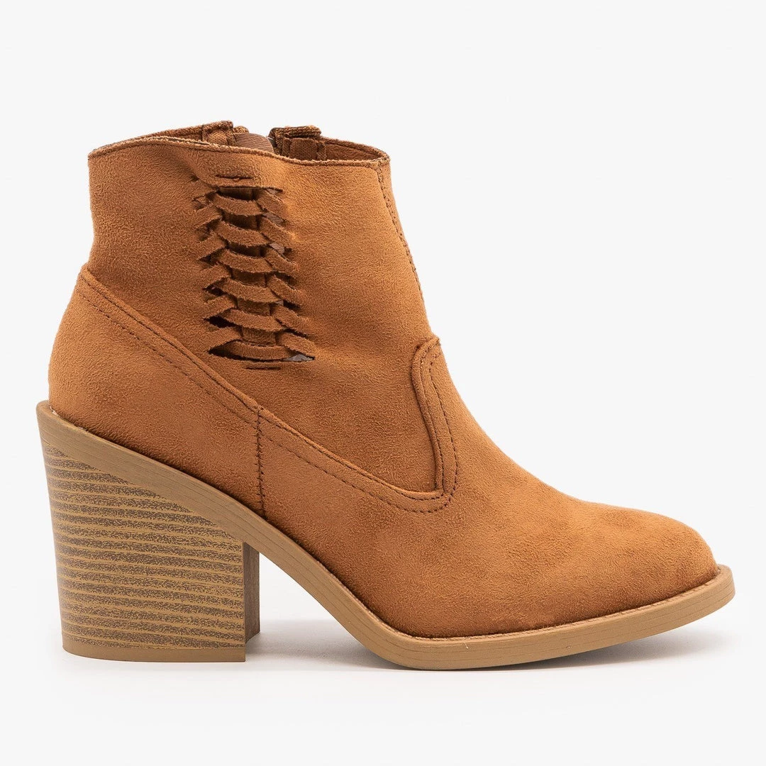 Qupid Shoes Newest Arrivals Woven Side Accent Booties 1 Qupid Shoes Newest Arrivals Woven Side Accent Booties