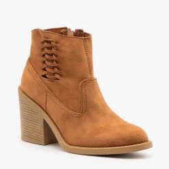 Qupid Shoes Newest Arrivals Woven Side Accent Booties