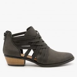 Qupid Shoes Woven Strappy Ankle Booties Newest Arrivals