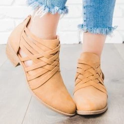 Qupid Shoes Woven Strappy Ankle Booties Newest Arrivals