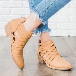 Qupid Shoes Woven Strappy Ankle Booties Newest Arrivals