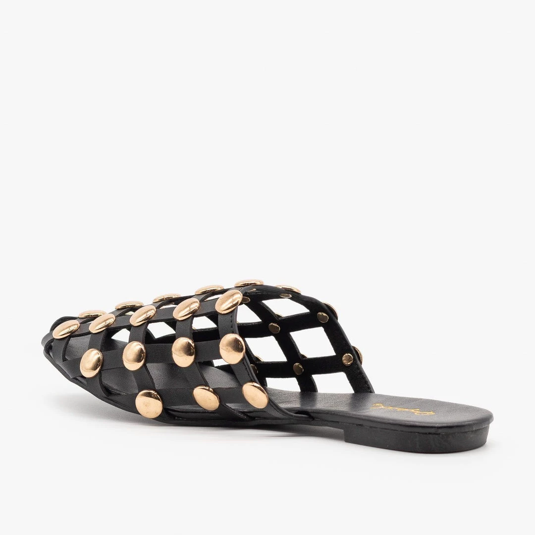Qupid Shoes Newest Arrivals Woven Studded Mules 6 Qupid Shoes Newest Arrivals Woven Studded Mules