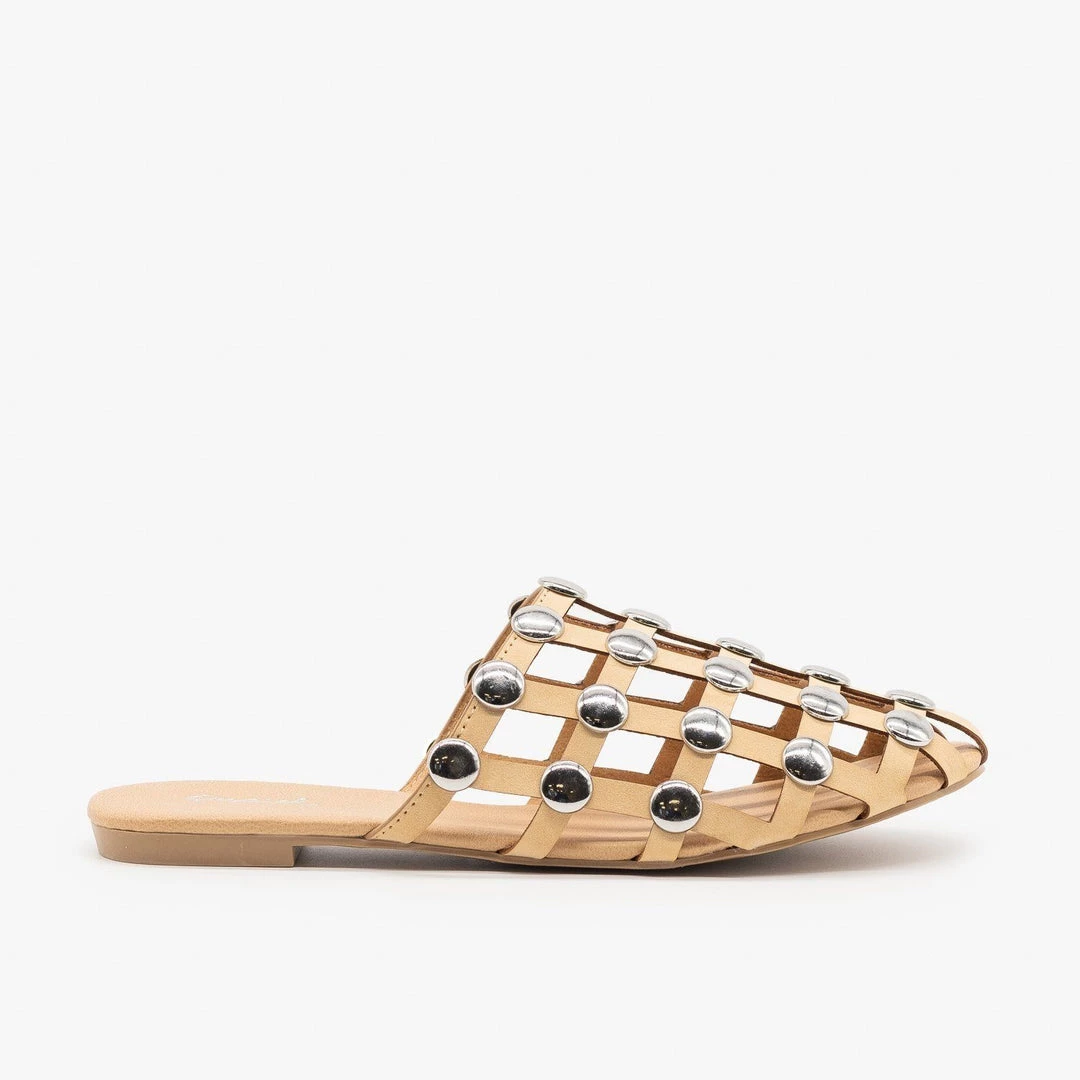 Qupid Shoes Newest Arrivals Woven Studded Mules 2 Qupid Shoes Newest Arrivals Woven Studded Mules
