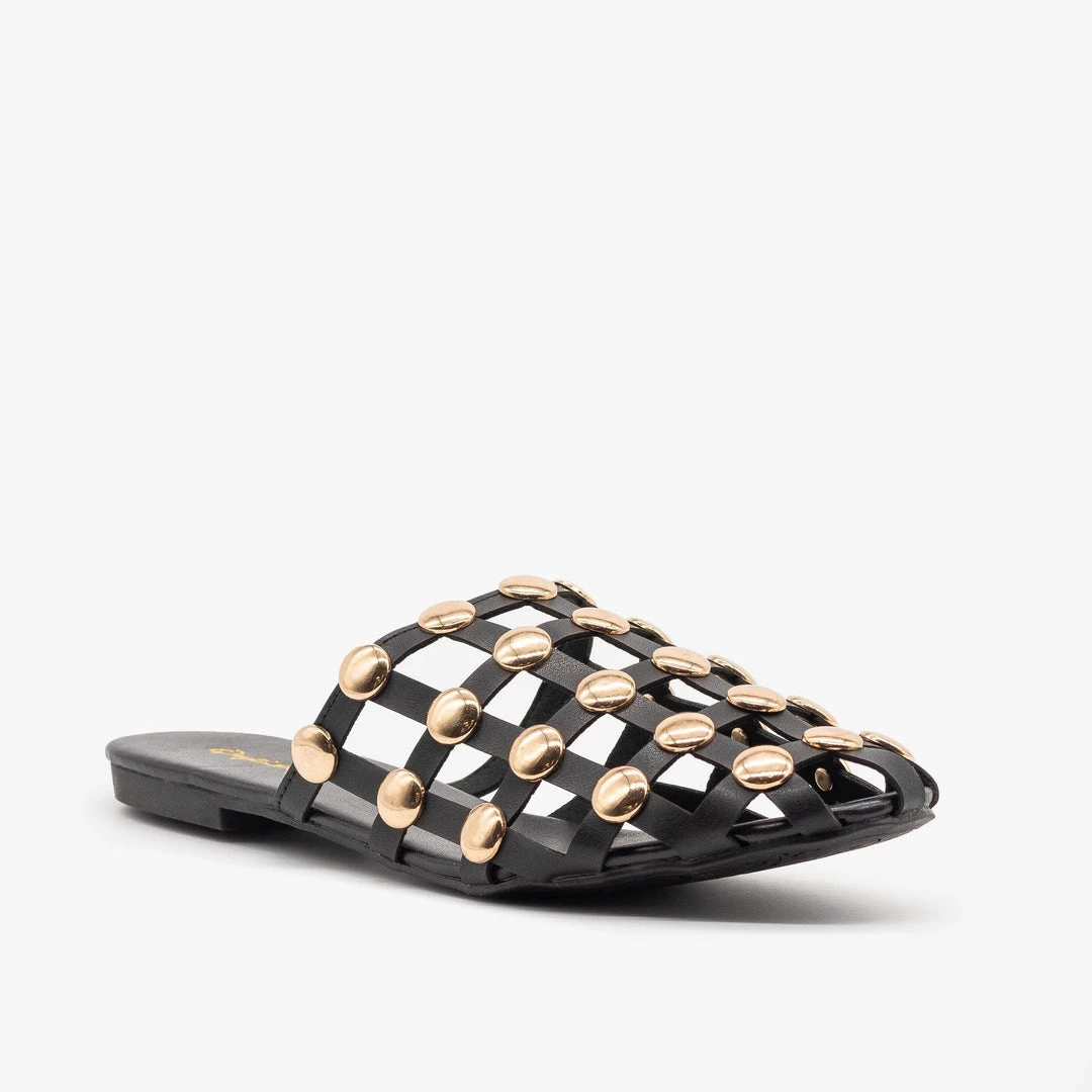 Qupid Shoes Newest Arrivals Woven Studded Mules 4 Qupid Shoes Newest Arrivals Woven Studded Mules