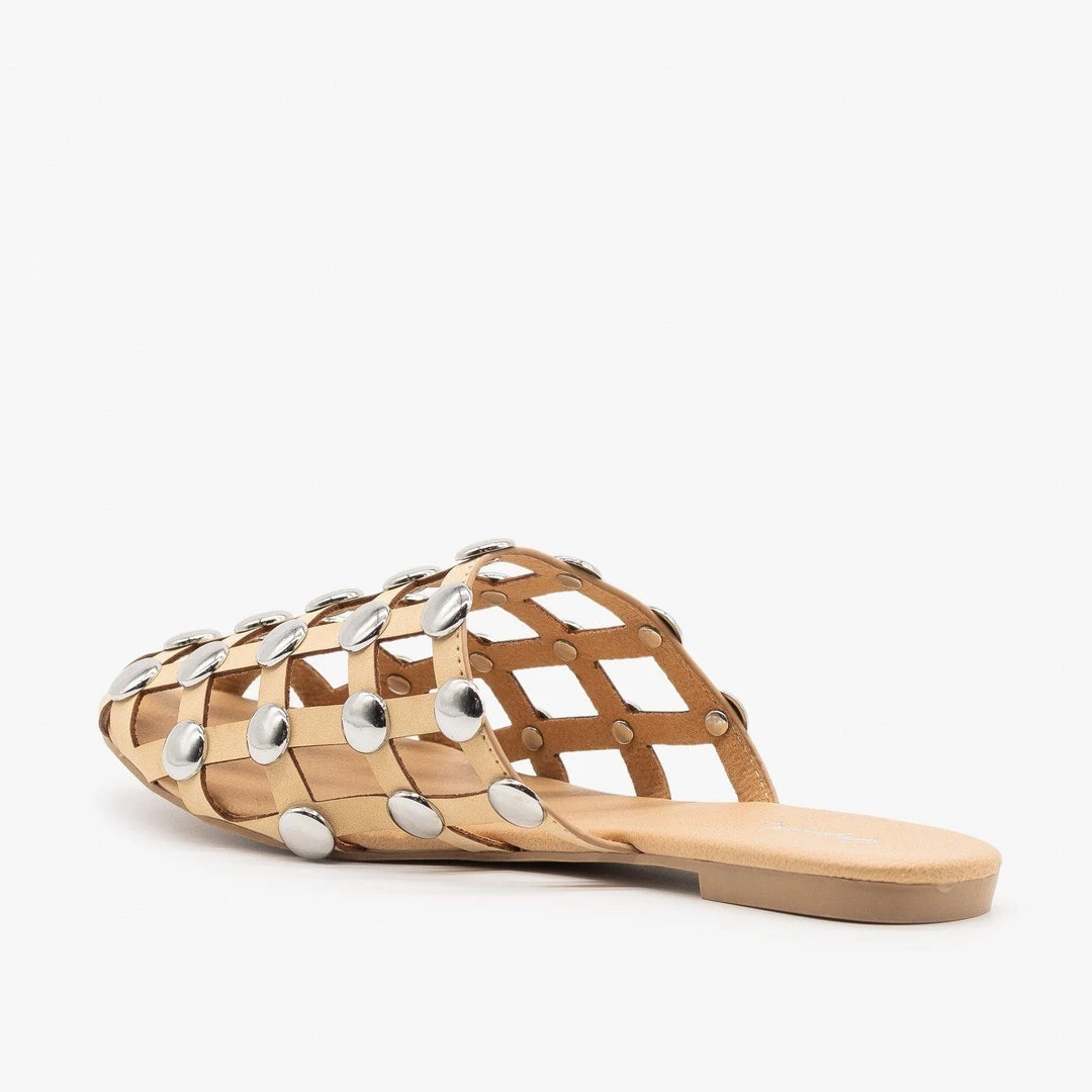 Qupid Shoes Newest Arrivals Woven Studded Mules 3 Qupid Shoes Newest Arrivals Woven Studded Mules