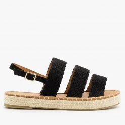 Qupid Shoes Newest Arrivals Woven Triple Band Espadrille Sandals