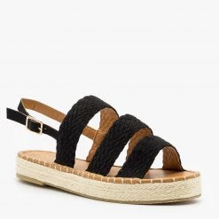 Qupid Shoes Newest Arrivals Woven Triple Band Espadrille Sandals