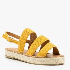 Qupid Shoes Newest Arrivals Woven Triple Band Espadrille Sandals