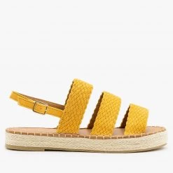 Qupid Shoes Newest Arrivals Woven Triple Band Espadrille Sandals