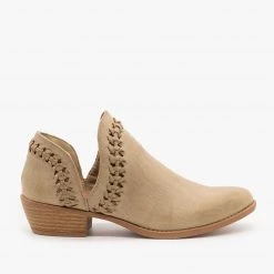 Qupid Shoes Woven V-Cut Ankle Booties FINAL SALE