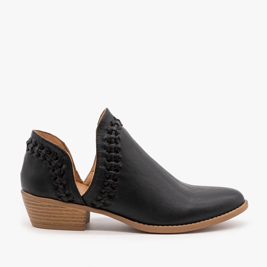 Qupid Shoes Woven V-Cut Ankle Booties FINAL SALE 3 Qupid Shoes Woven V-Cut Ankle Booties FINAL SALE