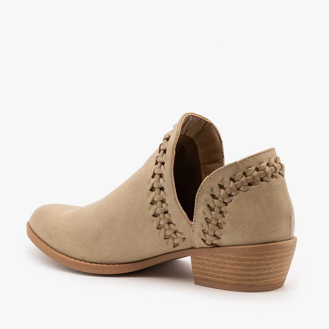 Qupid Shoes Woven V-Cut Ankle Booties FINAL SALE 2 Qupid Shoes Woven V-Cut Ankle Booties FINAL SALE