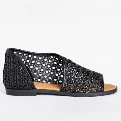 Bamboo Shoes Newest Arrivals Wraparound Basketweave Open-Toe Flats