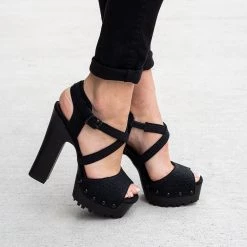 Soda Shoes Newest Arrivals X Strap Platform Heels