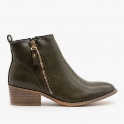 Reneeze Shoes Zipper Accent Booties