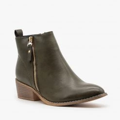 Reneeze Shoes Zipper Accent Booties