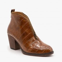 Mata Newest Arrivals Zippered Crocodile Print Booties