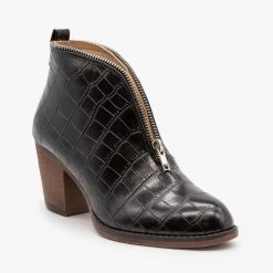 Mata Newest Arrivals Zippered Crocodile Print Booties