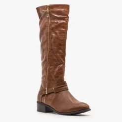 Reneeze Shoes Newest Arrivals Zippered Crocodile Riding Boots