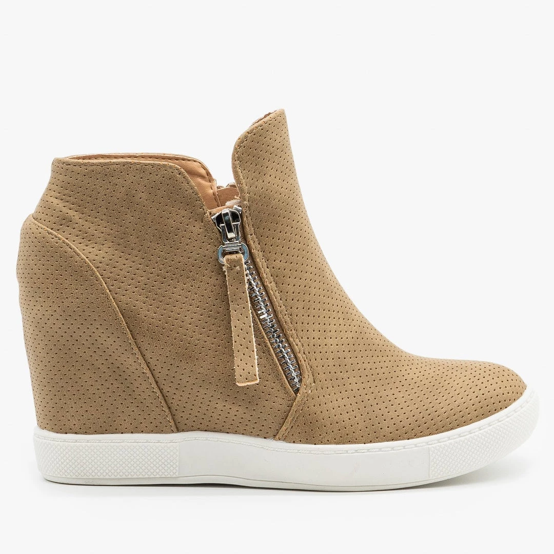 AMS Shoes Zippered Pinhole Wedge Sneakers Newest Arrivals 4 AMS Shoes Zippered Pinhole Wedge Sneakers Newest Arrivals