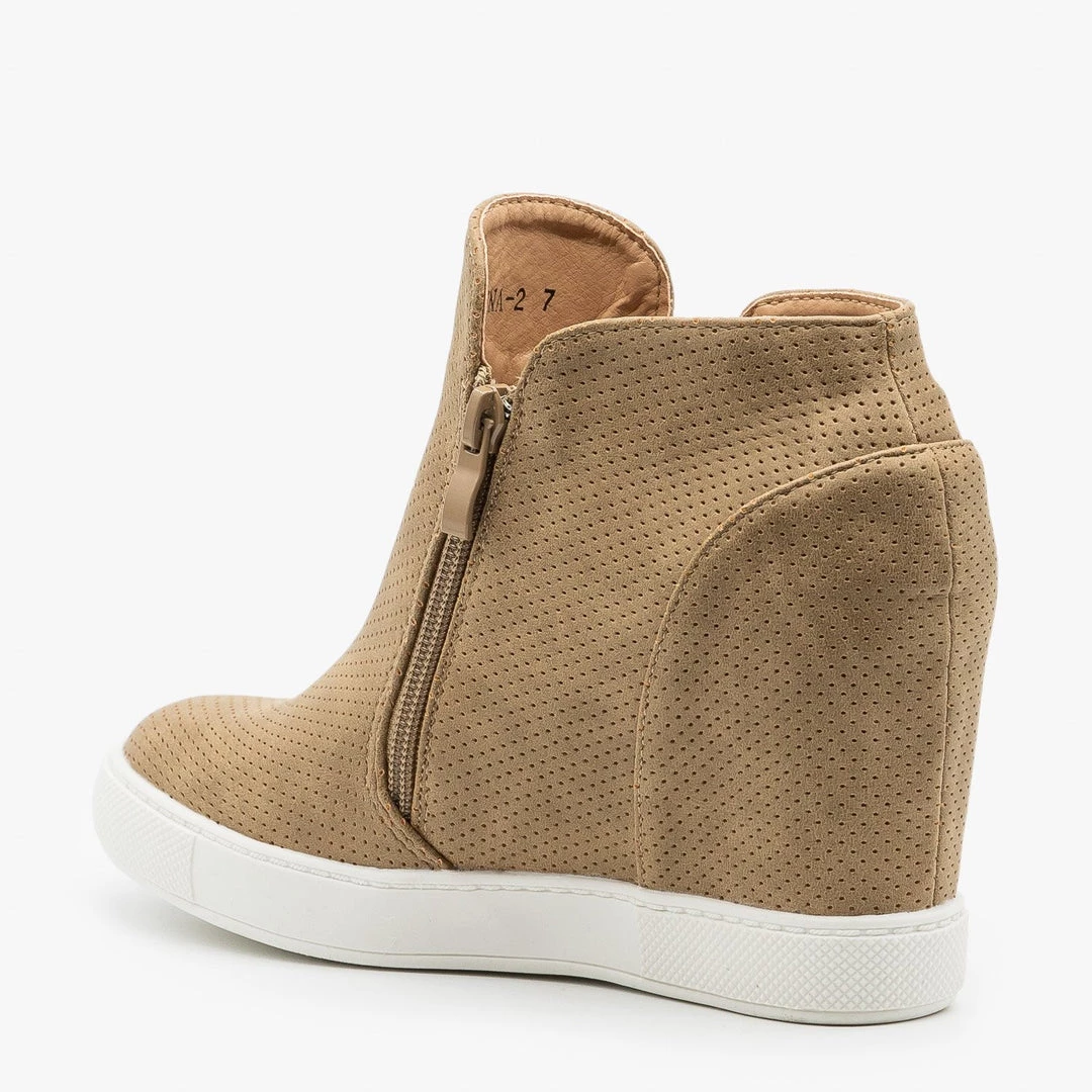 AMS Shoes Zippered Pinhole Wedge Sneakers Newest Arrivals 5 AMS Shoes Zippered Pinhole Wedge Sneakers Newest Arrivals