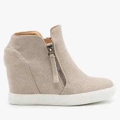 AMS Shoes Zippered Pinhole Wedge Sneakers Newest Arrivals