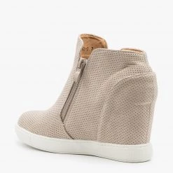 AMS Shoes Zippered Pinhole Wedge Sneakers Newest Arrivals
