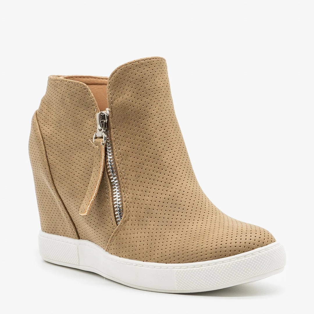 AMS Shoes Zippered Pinhole Wedge Sneakers Newest Arrivals 6 AMS Shoes Zippered Pinhole Wedge Sneakers Newest Arrivals