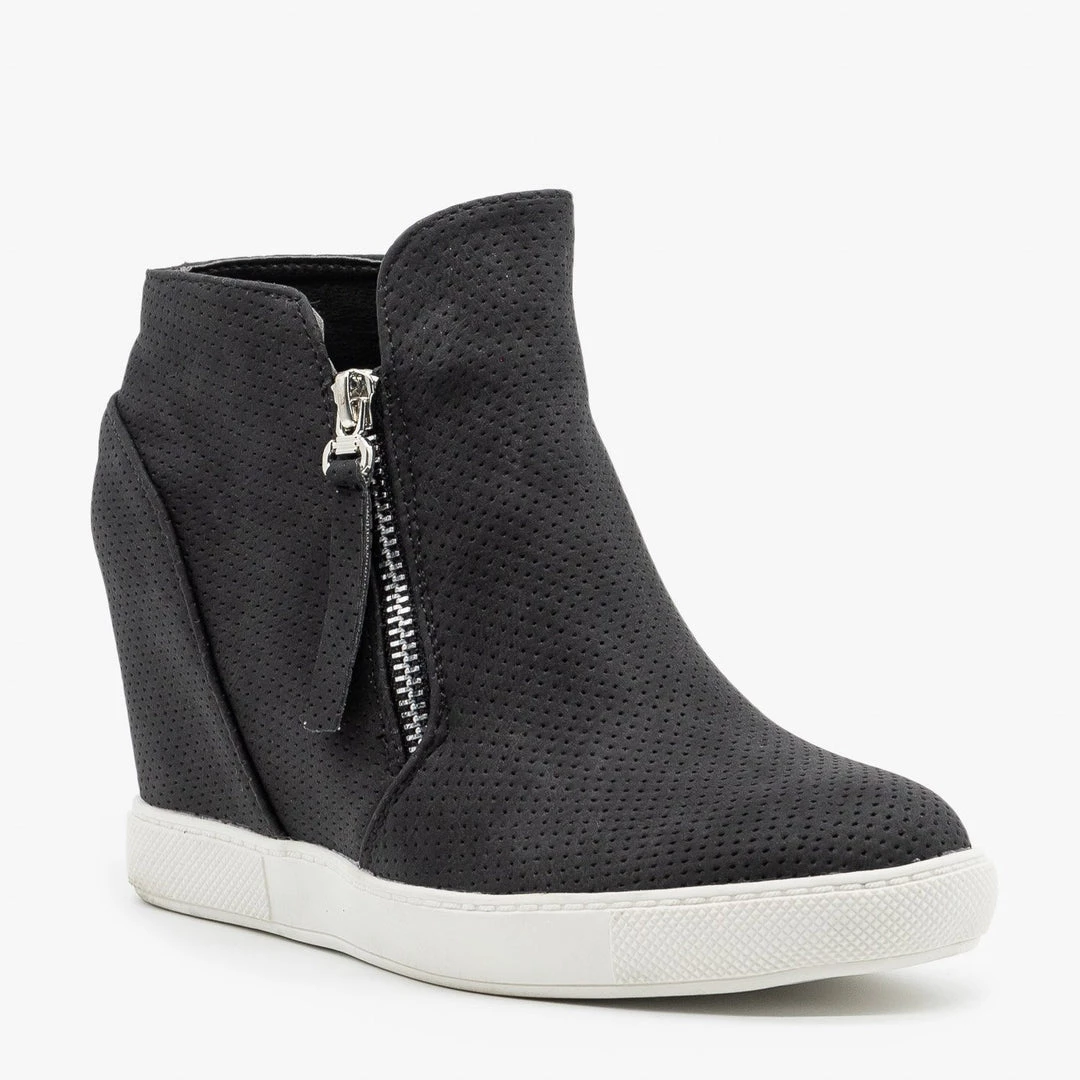 AMS Shoes Zippered Pinhole Wedge Sneakers Newest Arrivals 9 AMS Shoes Zippered Pinhole Wedge Sneakers Newest Arrivals